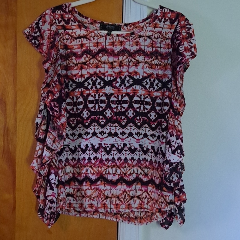 Status by chenault multi-color flutter large shirt